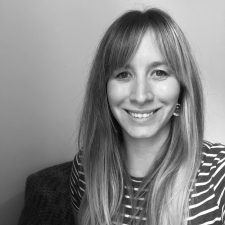 Profile photo of Sarah Duffy, Head of Education at Common Seas. Sarah wears a striped long-sleeved top and smiles at the camera. The photo is in greyscale.