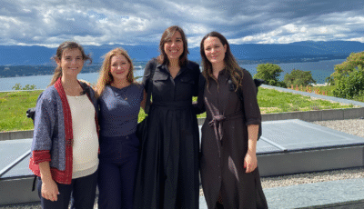 Common Seas team at INC5.2 - team at the World Economic Forum headquarters overlooking Lake Geneva