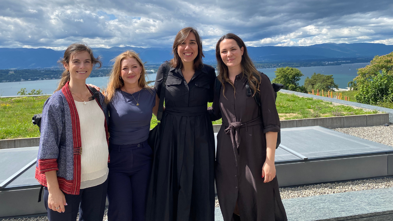 Common Seas team at INC5.2 - team at the World Economic Forum headquarters overlooking Lake Geneva