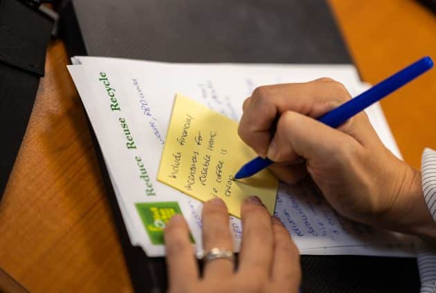 Post it note writing in workshop