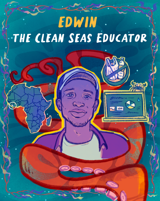 Artwork for World Ocean Day for Schools of Edwin, clean seas educator based in Liberia